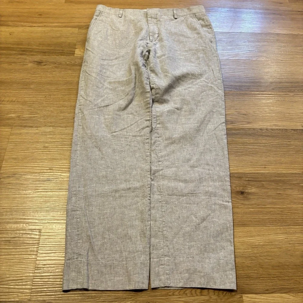 Jos A Bank Dress Pants Mens Fits 32x30 Grey Linen Cotton Slim Fit Suit Separates